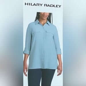Hilary Radley Women's Light Blue Button Down Shirt